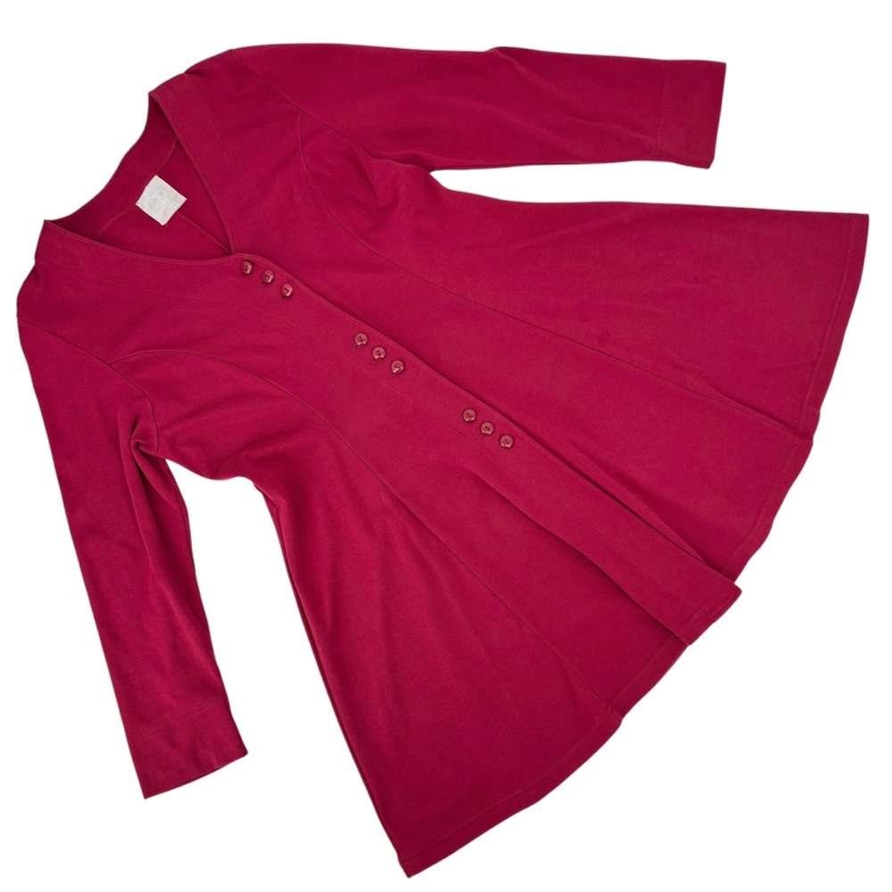 Weekenders Vintage Red Button Front Fit and Flare Jacket Style Dress, Medium